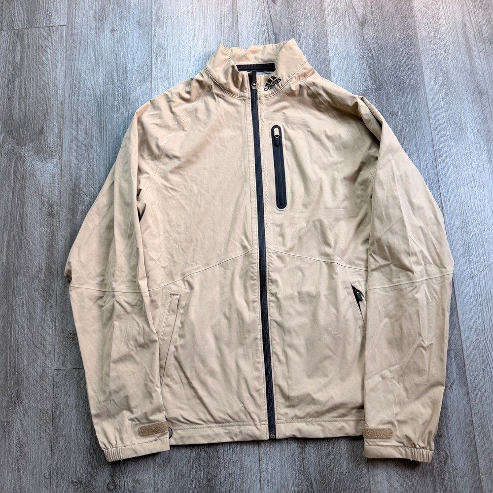 Adidas Mens M Tan RAIN.RDY Jacket Zip Windbreaker Recycled Water Resistant